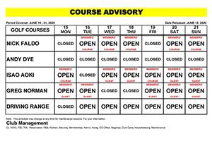 Course Advisory June 15-21, 2020