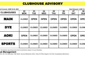 Clubhouse Advisory June 22-28, 2020