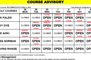 Course Advisory -September 28-October 4, 2020