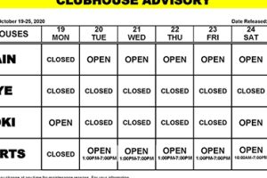 Clubhouse Advisory – October 19-25, 2020