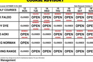 Course Advisory – October 12-18, 2020