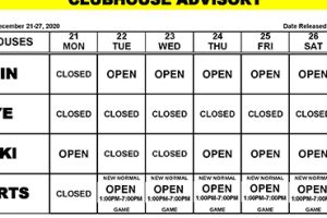 Clubhouse Advisory – December 21-27, 2020