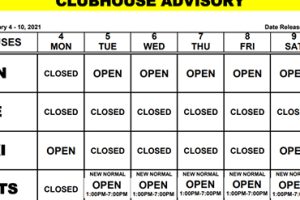 Clubhouse Advisory – January 4-10, 2021