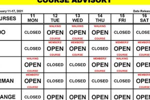 Course Advisory – January 11-17, 2021