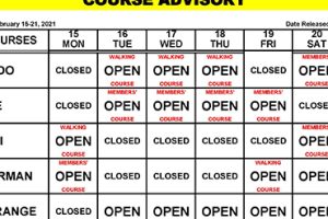 Course Advisory – February 15 – 21, 2021