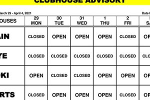 Clubhouse Advisory – March 29 – April 4, 2021