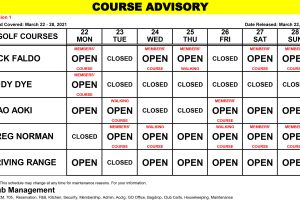 Course Advisory – March 22-28, 2021