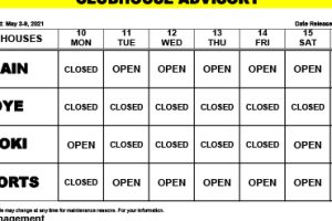 Clubhouse Advisory – May 10-16, 2021