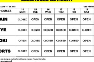 Clubhouse Advisory – June 14 – 20, 2021