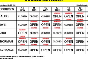 Course Advisory – June 14-20, 2021