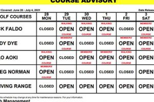 Course Advisory – June 28- July 4, 2021