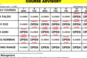 Course Advisory – June 7-13, 2021 – Revised