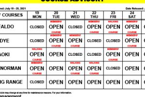 Course Advisory – July 19 – 25, 2021