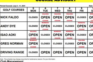 Course Advisory – July 5-11, 2021