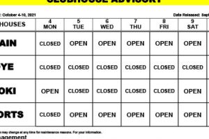 Clubhouse Advisory – October 4-10, 2021