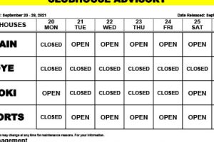 Clubhouse Advisory – September 20-26, 2021