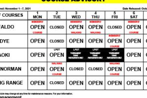 Course Advisory – November 1 – 7, 2021