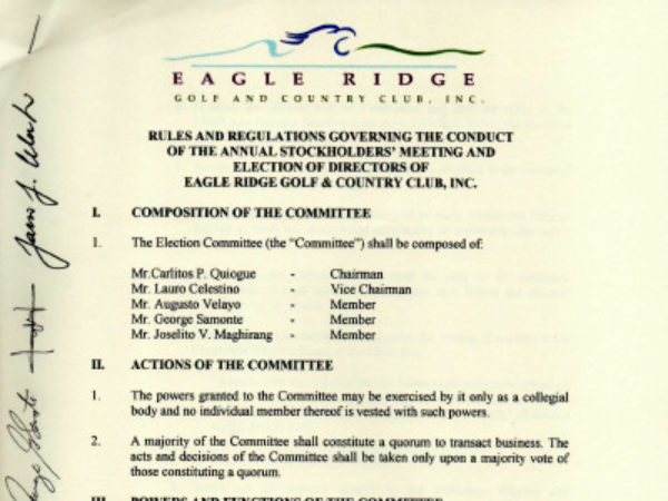 Rules and Regulations Governing the Conduct of ASM and Election of Directors