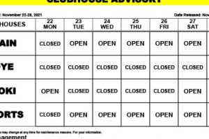 Clubhouse Advisory – November 22-28, 2021