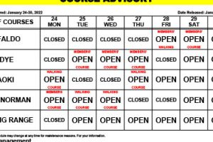 Course Advisory – January 24-30, 2022