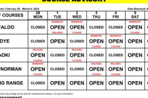 Course Advisory – February 28 – March 6, 2022