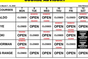 Course Advisory – March 7-13, 2022