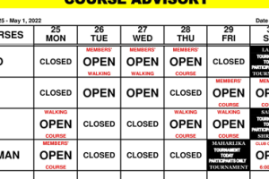 Course Advisory – April 25-May 1, 2022