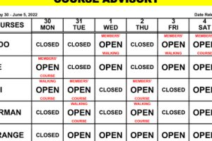 Course Advisory – May 30-June 5, 2022