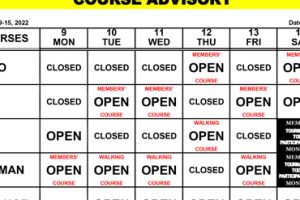 Course Advisory – May 9-15, 2022