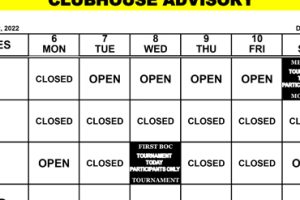 Clubhouse Advisory – June 6-12, 2022