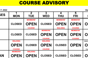 Course Advisory – August 1-7, 2022