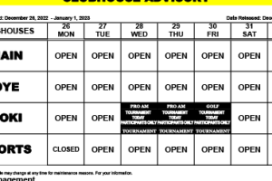 Clubhouse Advisory – December 26 – January 1, 2022