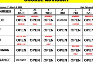 Course Advisory – February 27 – March 5, 2023