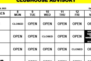 Clubhouse Advisory – May 8-14, 2023