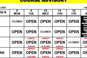 Course Advisory – May 8-14, 2023