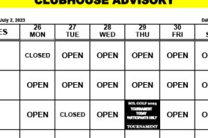 Clubhouse Advisory: June 26-July 2, 2023