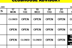 Clubhouse Advisory: July 17-23, 2023