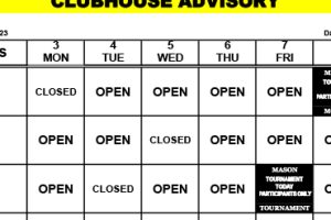 Clubhouse Advisory – July 3-9, 2023