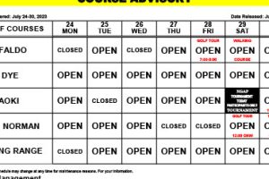 Course Advisory July 24-30, 2023