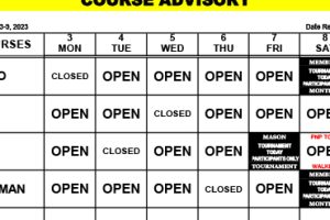 Course Advisory – July 3-9, 2023