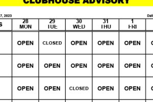 Clubhouse Advisory: August 28 – September 3, 2023