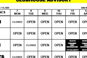 Clubhouse Advisory: August 7-13, 2023