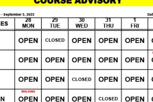 Course Advisory: August 28-September 3, 2023