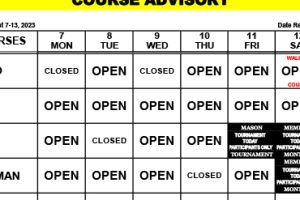 Course Advisory: August 7-13, 2023
