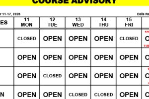 Course Advisory: September 11-17, 2023