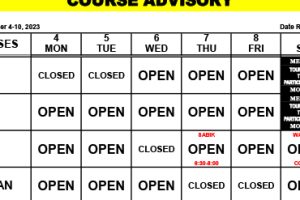 Course Advisory: September 4 – 10, 2023