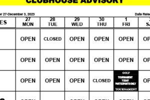 Clubhouse Advisory: November 27 – December 3, 2023