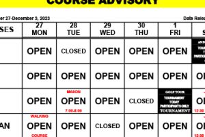 Course Advisory: November 27 – December 3, 2023