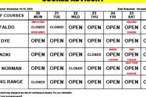 Course Advisory: November 20-26, 2023