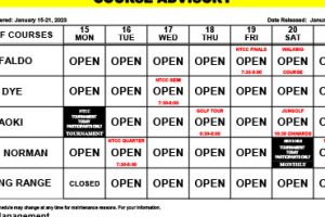 Course Advisory – January 15-21, 2024